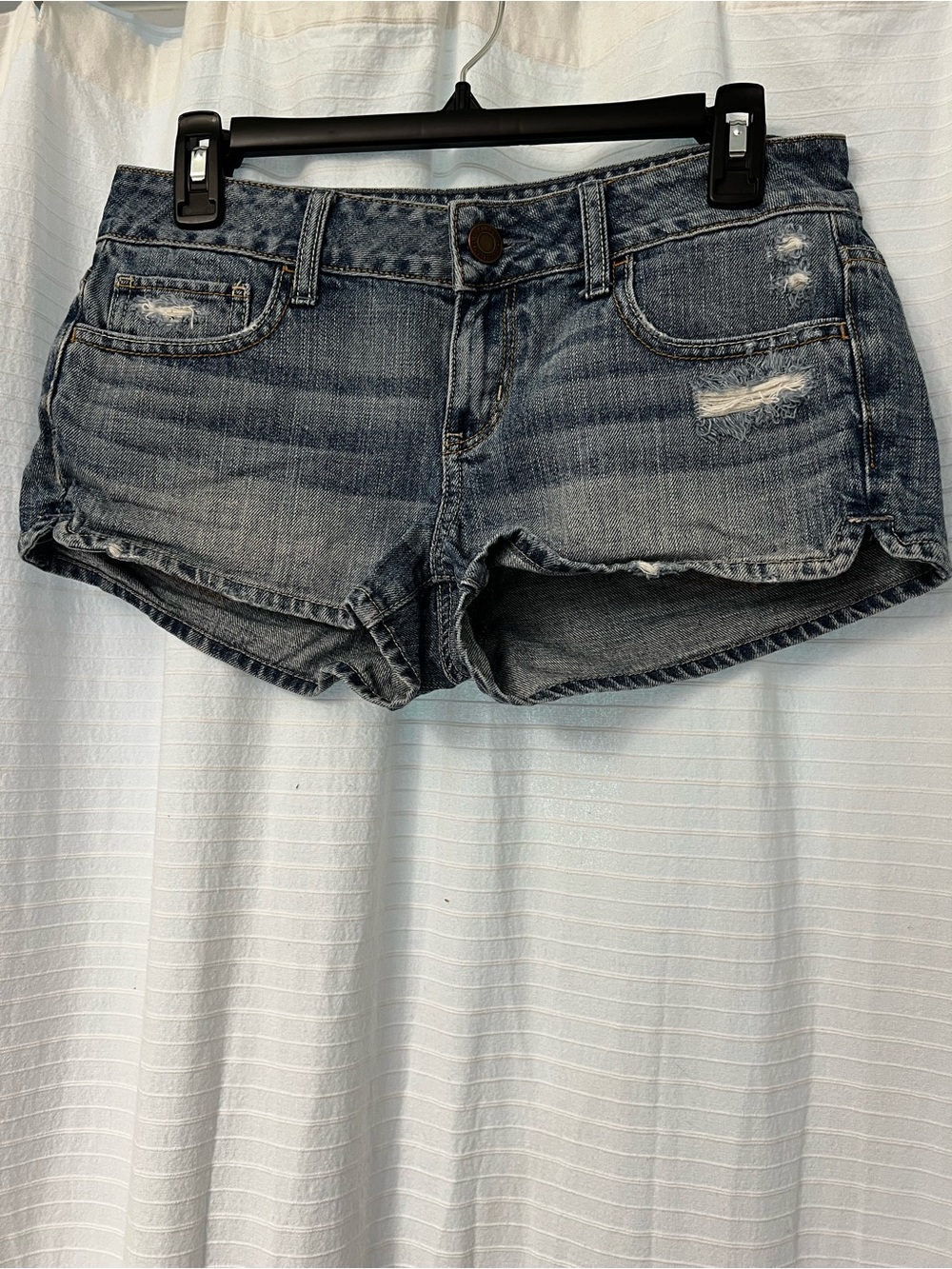 American Eagle Outfitters Distressed Dark Blue Denim Shorts